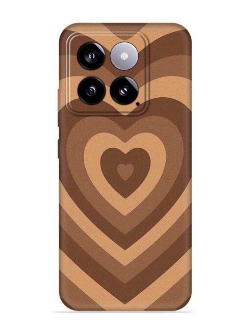 Brown Heart Embossed Soft Silicone Case for Xiaomi Mi 14 (5G) Zapvi