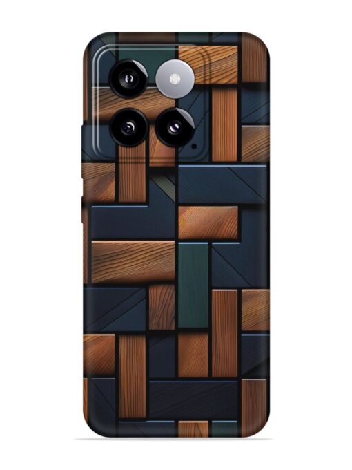 Wooden Background Cubes Embossed Soft Silicone Case for Xiaomi Mi 14 (5G) Zapvi