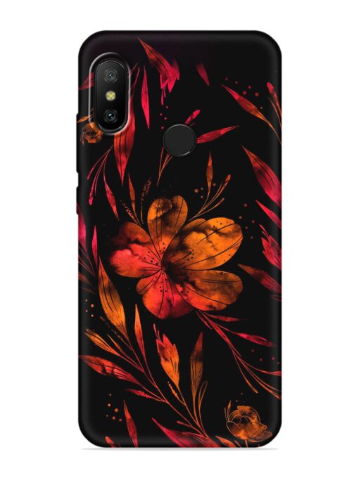 Red Flower Painting Embossed Soft Silicone Case for Xiaomi Mi A2