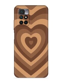 Brown Heart Embossed Soft Silicone Case for Xiaomi Redmi 10 Prime (2022)