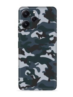 Dark Blue Army Military Art Embossed Soft Silicone Case for Xiaomi Redmi 12 (4G)