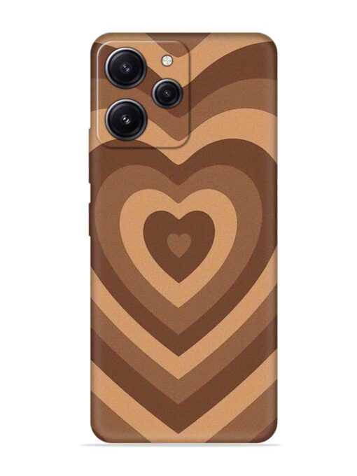 Brown Heart Embossed Soft Silicone Case for Xiaomi Redmi 12 (4G)