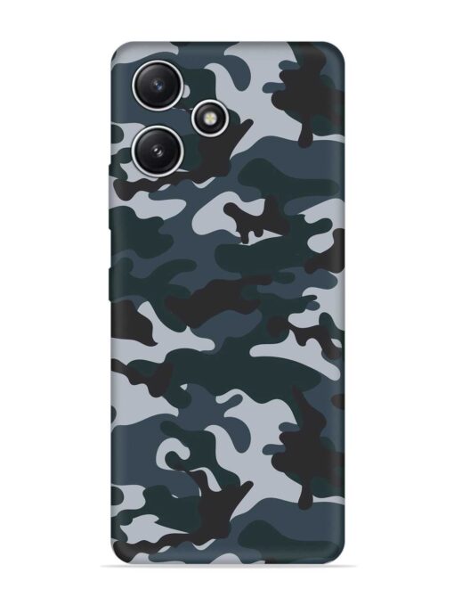 Dark Blue Army Military Art Embossed Soft Silicone Case for Xiaomi Redmi 12 (5G)