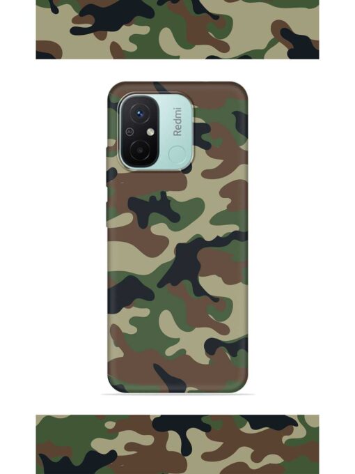 Army Military Camouflage Dark Green Embossed Soft Silicone Case for Xiaomi Redmi 12C Zapvi