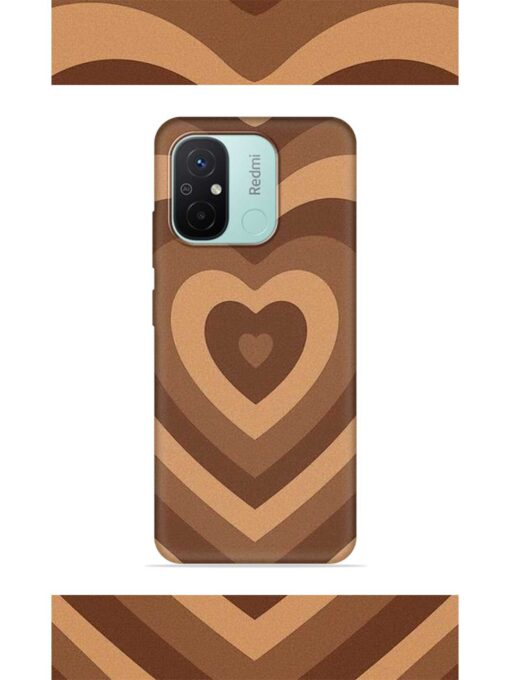 Brown Heart Embossed Soft Silicone Case for Xiaomi Redmi 12C Zapvi