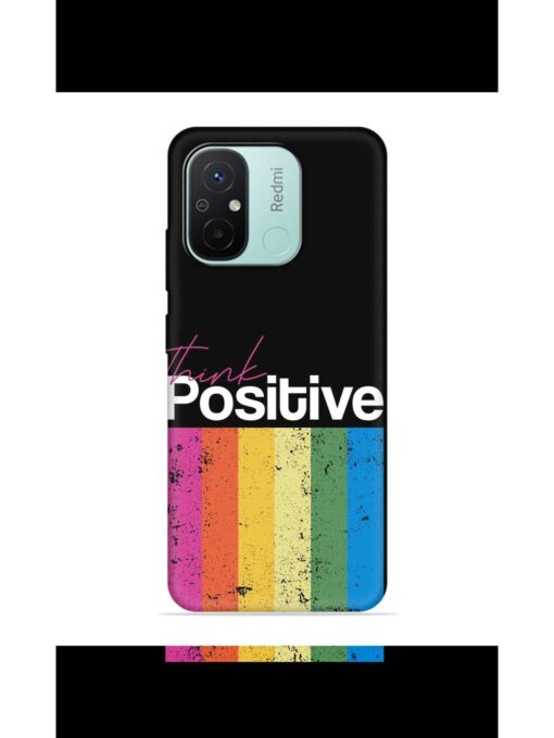 Think Positive Typography Embossed Soft Silicone Case for Xiaomi Redmi 12C Zapvi