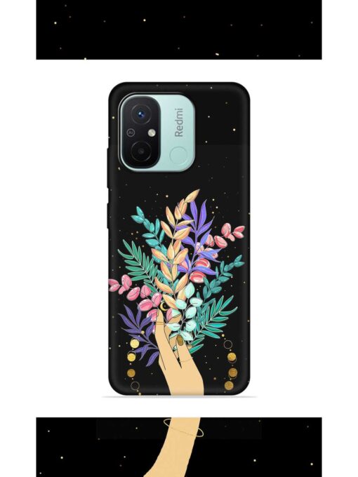 Flower On Hand Embossed Soft Silicone Case for Xiaomi Redmi 12C Zapvi