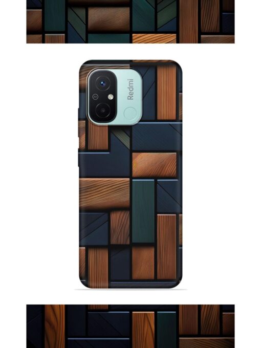 Wooden Background Cubes Embossed Soft Silicone Case for Xiaomi Redmi 12C Zapvi