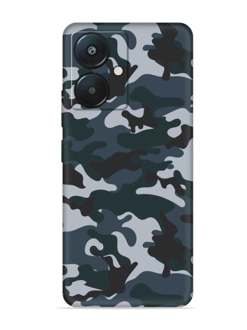 Dark Blue Army Military Art Embossed Soft Silicone Case for Xiaomi Redmi 13C (5G)