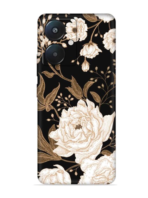 Peonies Roses Floral Embossed Soft Silicone Case for Xiaomi Redmi 13C (5G) Zapvi