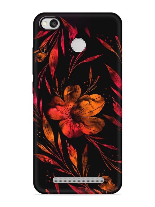 Red Flower Painting Embossed Soft Silicone Case for Xiaomi Redmi 3S Zapvi