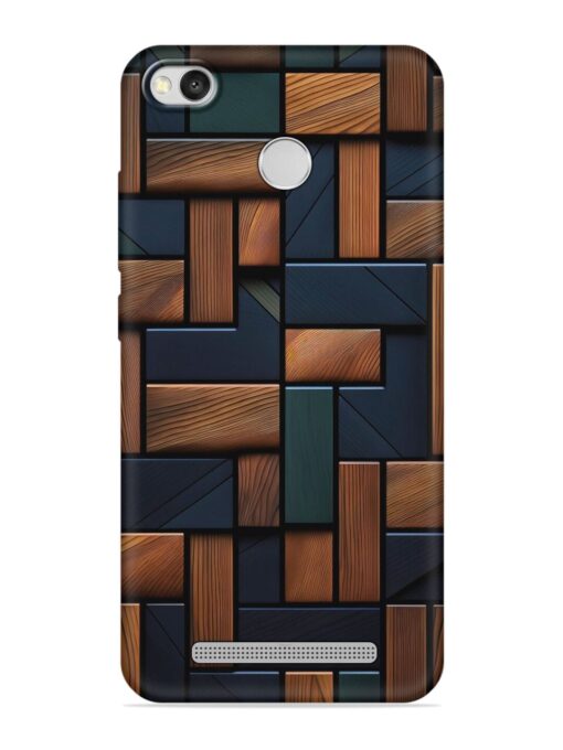 Wooden Background Cubes Embossed Soft Silicone Case for Xiaomi Redmi 3S