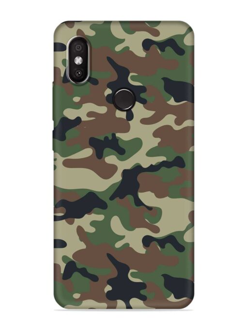 Army Military Camouflage Dark Green Embossed Soft Silicone Case for Xiaomi Redmi 6 Pro