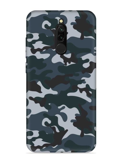 Dark Blue Army Military Art Embossed Soft Silicone Case for Xiaomi Redmi 8