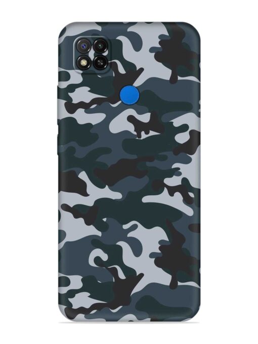 Dark Blue Army Military Art Embossed Soft Silicone Case for Xiaomi Redmi 9 Activ Zapvi