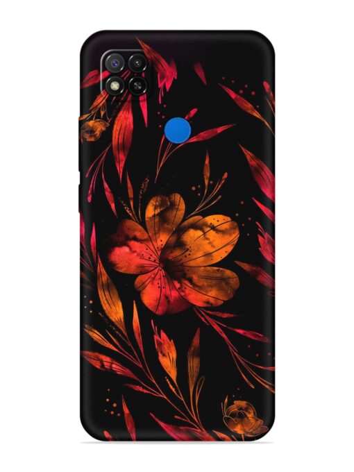 Red Flower Painting Embossed Soft Silicone Case for Xiaomi Redmi 9 Activ Zapvi