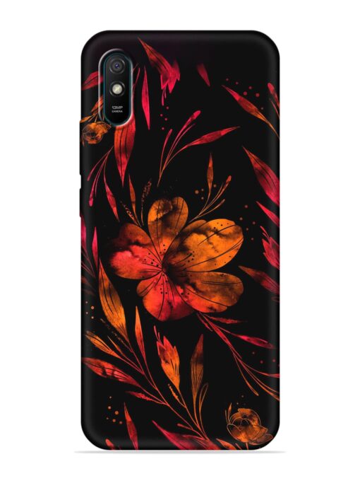 Red Flower Painting Embossed Soft Silicone Case for Xiaomi Redmi 9A Sport