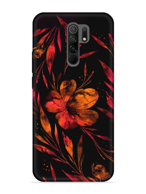 Red Flower Painting Embossed Soft Silicone Case for Xiaomi Redmi 9 Prime