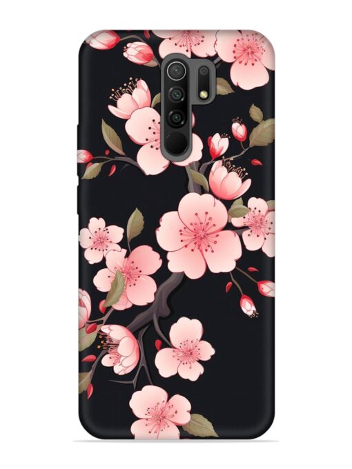 Cherry Blossom Embossed Soft Silicone Case for Xiaomi Redmi 9 Prime Zapvi