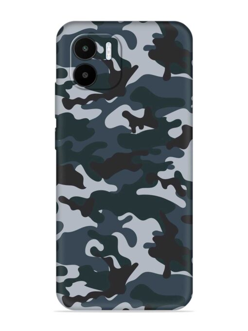 Dark Blue Army Military Art Embossed Soft Silicone Case for Xiaomi Redmi A1 (2022) Zapvi