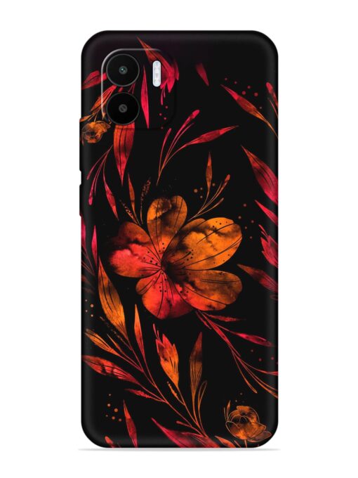 Red Flower Painting Embossed Soft Silicone Case for Xiaomi Redmi A1 (2022)