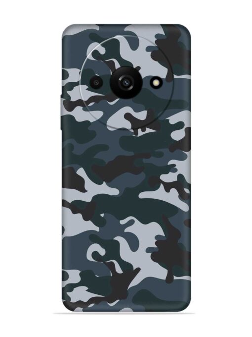 Dark Blue Army Military Art Embossed Soft Silicone Case for Xiaomi Redmi A3 (2024)