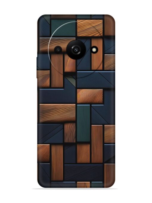 Wooden Background Cubes Embossed Soft Silicone Case for Xiaomi Redmi A3 (2024)