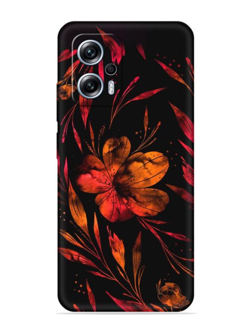 Red Flower Painting Embossed Soft Silicone Case for Xiaomi Redmi K50I (5G) Zapvi