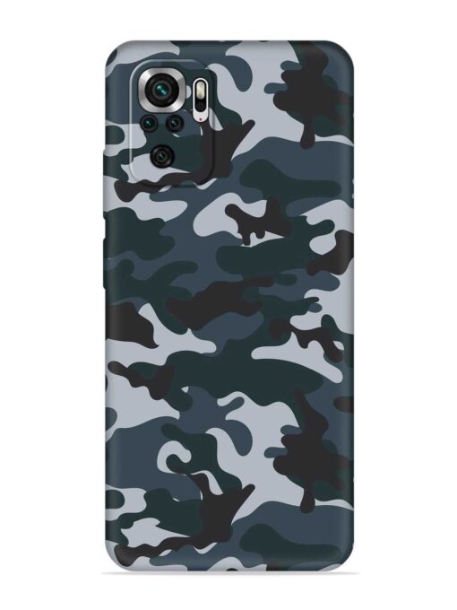 Dark Blue Army Military Art Embossed Soft Silicone Case for Xiaomi Redmi Note 10