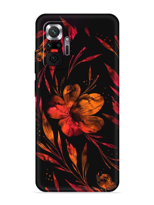 Red Flower Painting Embossed Soft Silicone Case for Xiaomi Redmi Note 10 Pro Zapvi