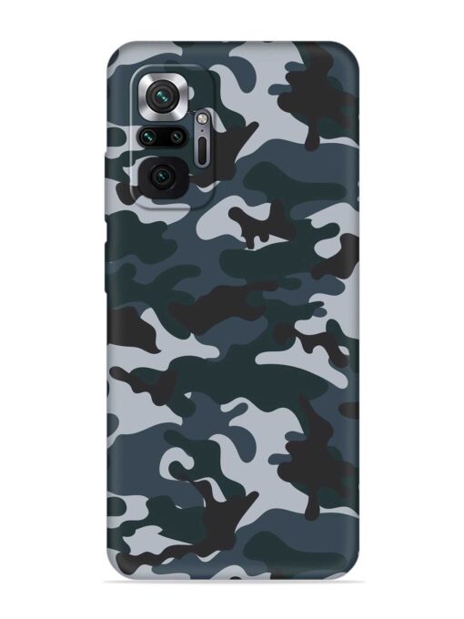 Dark Blue Army Military Art Embossed Soft Silicone Case for Xiaomi Redmi Note 10 Pro Max