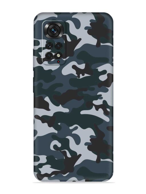 Dark Blue Army Military Art Embossed Soft Silicone Case for Xiaomi Redmi Note 11 Pro (4G)