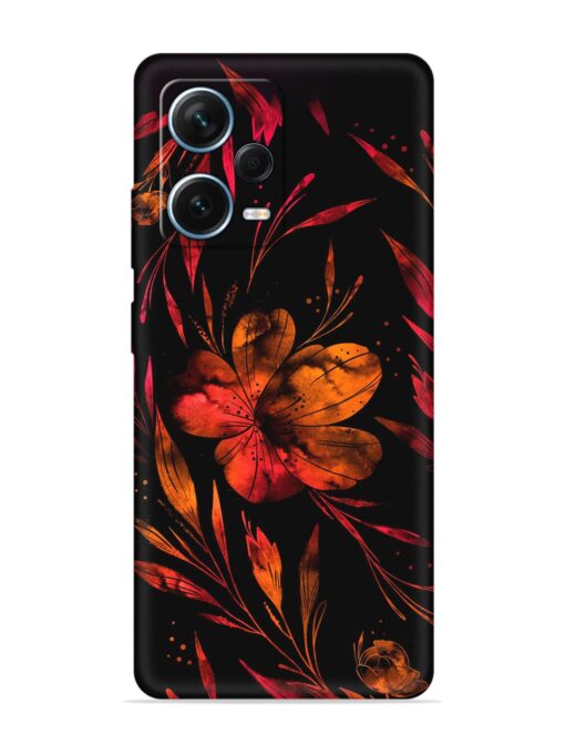 Red Flower Painting Embossed Soft Silicone Case for Xiaomi Redmi Note 12 Pro Plus (5G)