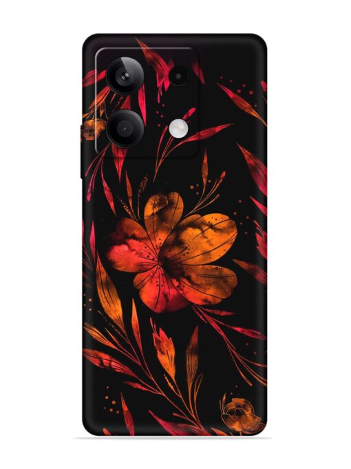 Red Flower Painting Embossed Soft Silicone Case for Xiaomi Redmi Note 13 (5G)