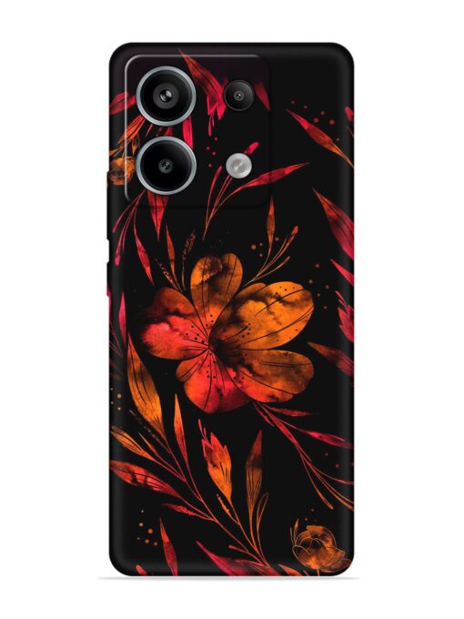 Red Flower Painting Embossed Soft Silicone Case for Xiaomi Redmi Note 13 Pro (5G) Zapvi