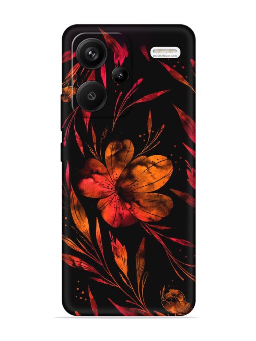 Red Flower Painting Embossed Soft Silicone Case for Xiaomi Redmi Note 13 Pro Plus (5G) Zapvi