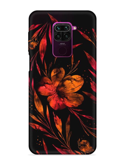 Red Flower Painting Embossed Soft Silicone Case for Xiaomi Redmi Note 9 Zapvi