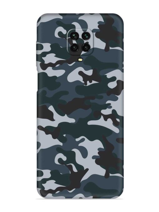 Dark Blue Army Military Art Embossed Soft Silicone Case for Xiaomi Redmi Note 9 Pro