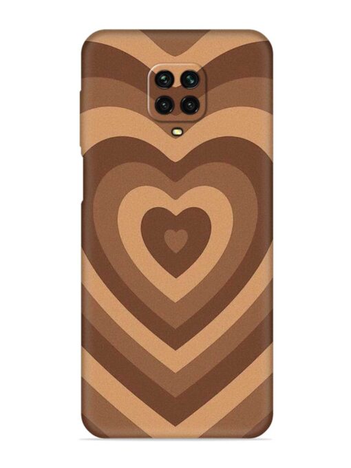 Brown Heart Embossed Soft Silicone Case for Xiaomi Redmi Note 9 Pro