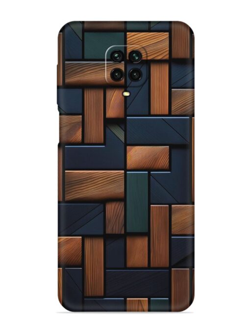 Wooden Background Cubes Embossed Soft Silicone Case for Xiaomi Redmi Note 9 Pro Zapvi