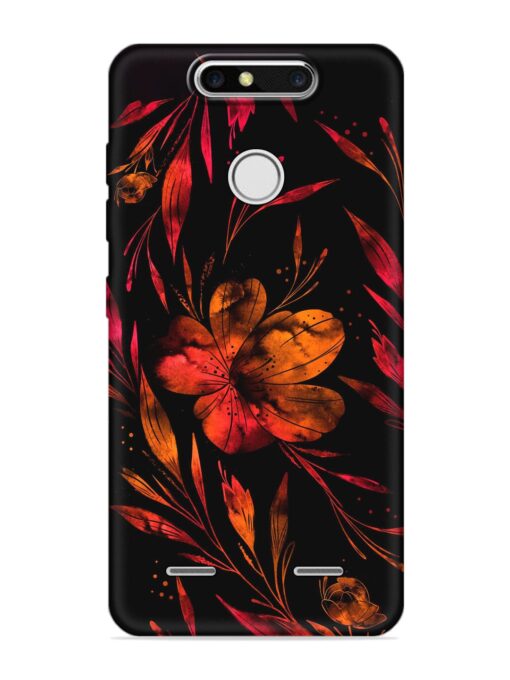 Red Flower Painting Embossed Soft Silicone Case for Zte Blade V8 Mini Zapvi