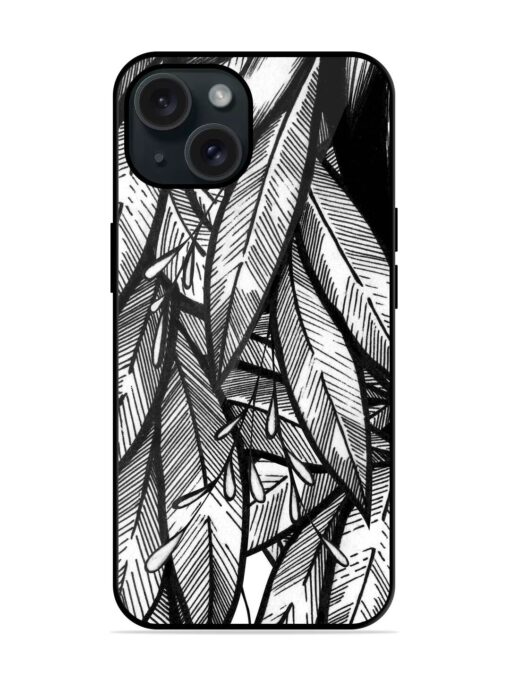 Black And White Tree Leave Glossy Metal TPU Case Zapvi