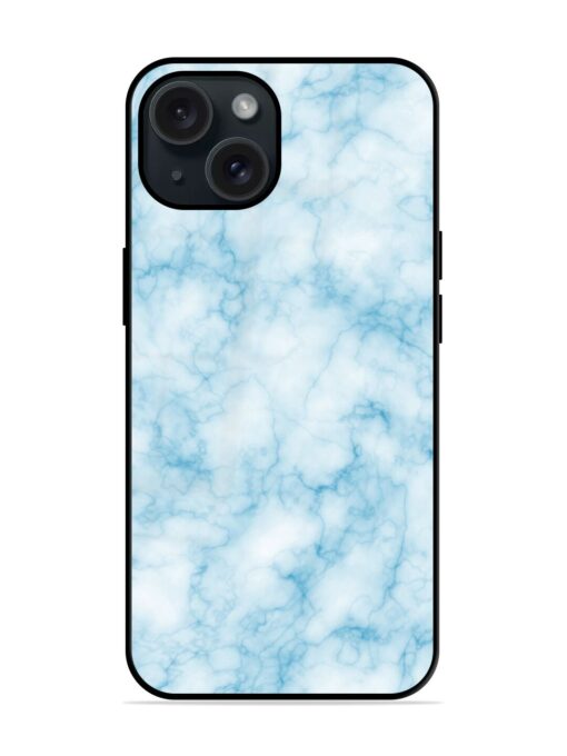 Blue White Natural Marble Glossy Metal TPU Case Zapvi