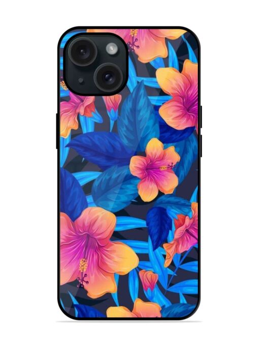 Pink Blue Flower Glossy Metal TPU Case Zapvi