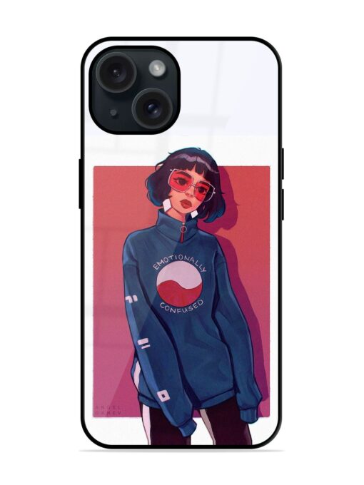 Girl With Glasses Design Glossy Metal TPU Case Zapvi