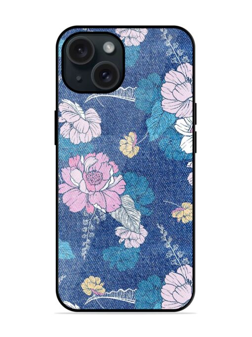 Denim Floral Background Glossy Metal TPU Case Zapvi