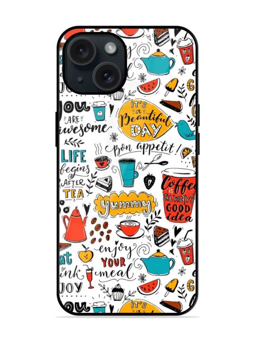 Cafe Pattern Doodle Glossy Metal TPU Case Zapvi