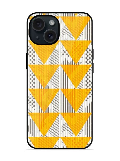 Vintage Yellow Triangles Glossy Metal TPU Case Zapvi