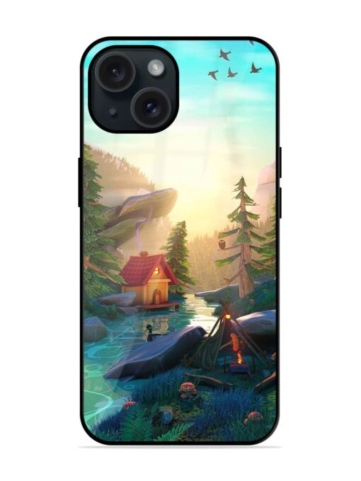 Cartoon Mountain Lake Glossy Metal TPU Case Zapvi