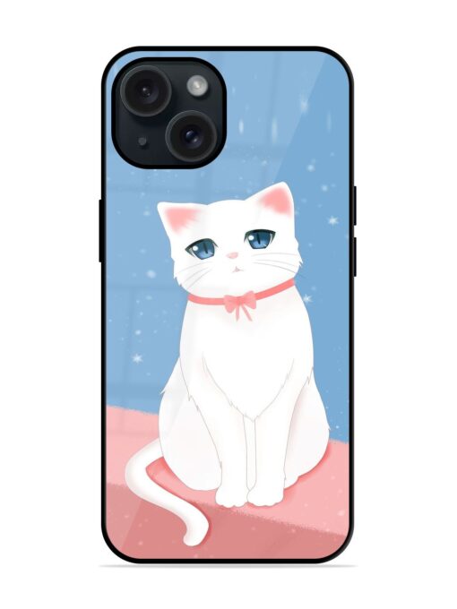 Cute White Cat Glossy Metal TPU Case Zapvi